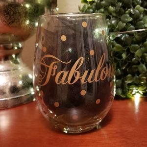 Gold Painted "Fabulous" Stemless Wine Glass